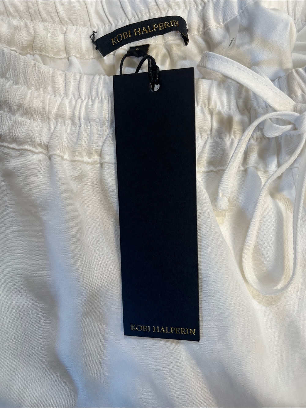 Kobi Halperin Lola White Eyelet Hem Wide-Leg Pants Size Large - Picture 3 of 6
